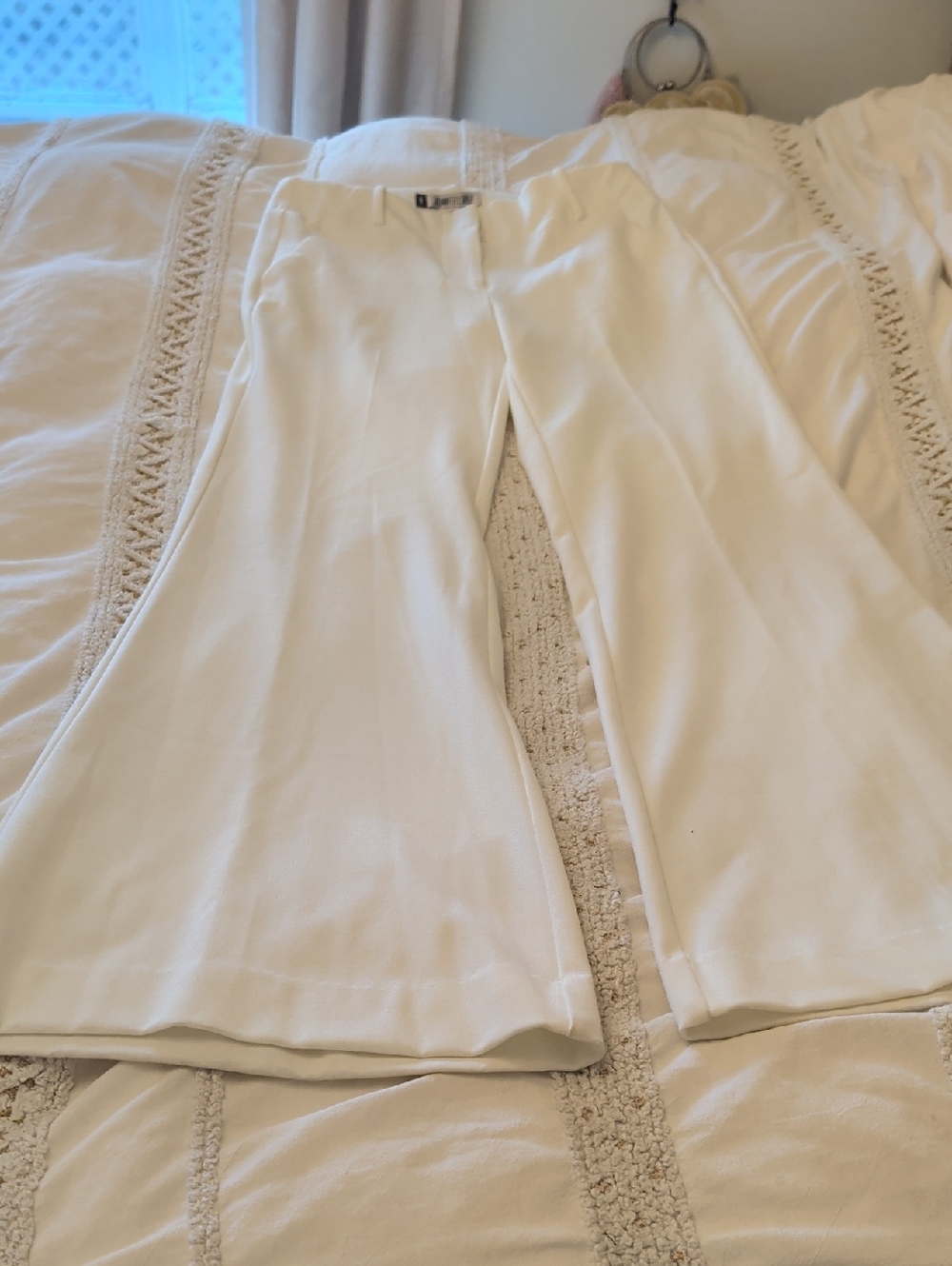 Jennifer Lopez Cream Flare Dress Pants